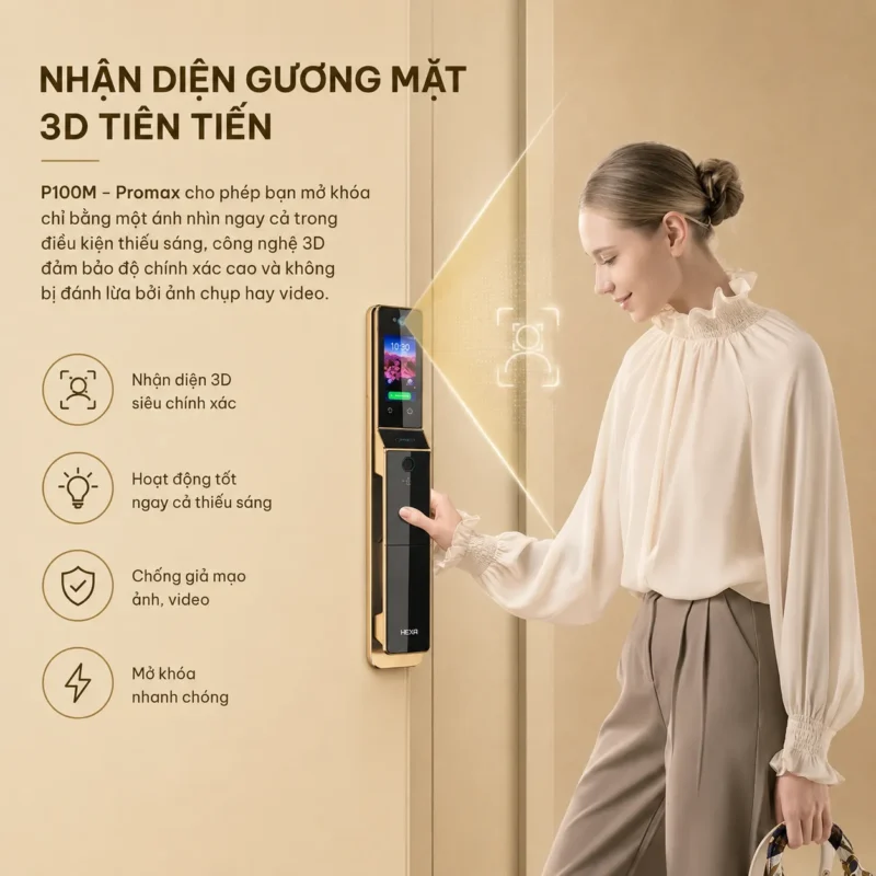 Công nghệ nhận diện gương mặt 3D tiên tiến của HEXA P100M PROMAX