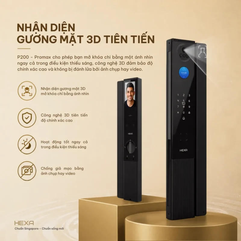 Công nghệ nhận diện gương mặt 3D tiên tiến của HEXA P200 PROMAX