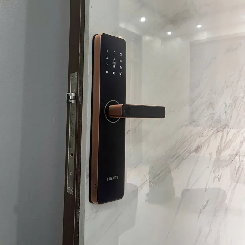 Khóa cửa vân tay HEXA HX12 màu đồng đỏ