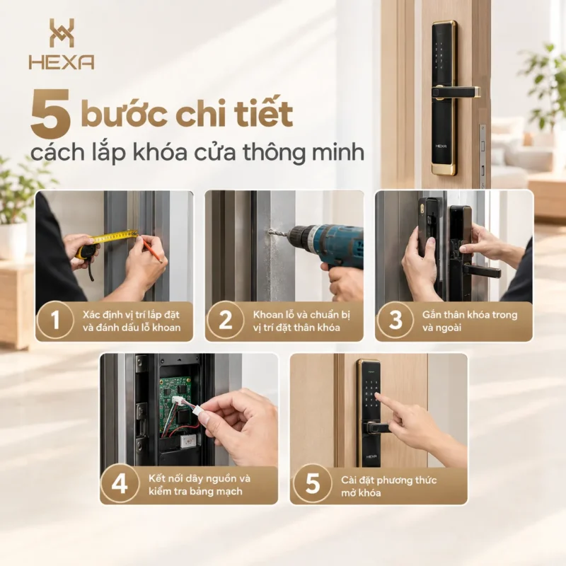5 bước chi tiết cách lắp khóa thông minh