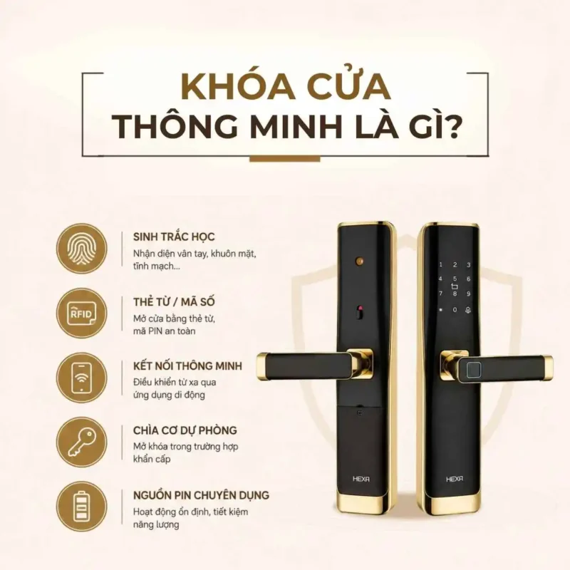 Khóa cửa thông minh (Smart Lock) là dòng thiết bị kiểm soát ra vào sử dụng công nghệ nhận diện điện tử