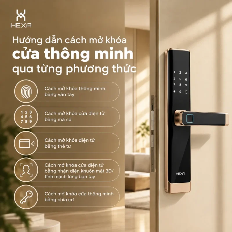 Hướng dẫn cách mở khóa cửa thông minh qua từng phương thức