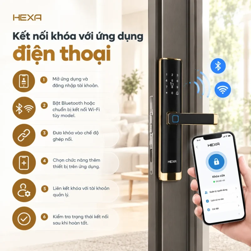 Kết nối khóa với ứng dụng điện thoại