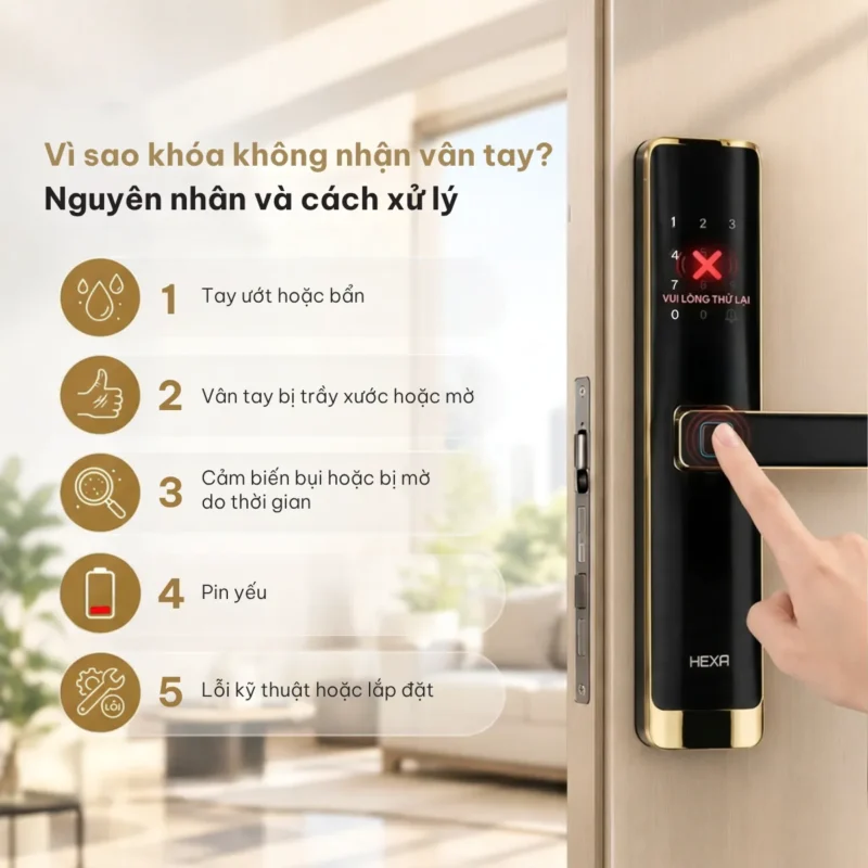 Nguyên nhân và cách xử lý khi khóa không nhận vân tay