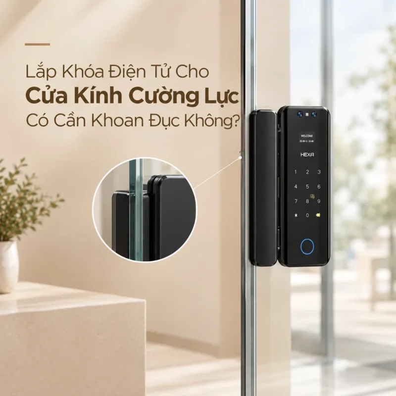 Lắp Khóa Điện Tử Cho Cửa Kính Cường Lực Có Cần Khoan Đục Không?