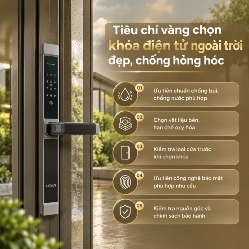 5 Tiêu chí vàng chọn khóa điện tử ngoài trời đẹp, chống hỏng hóc