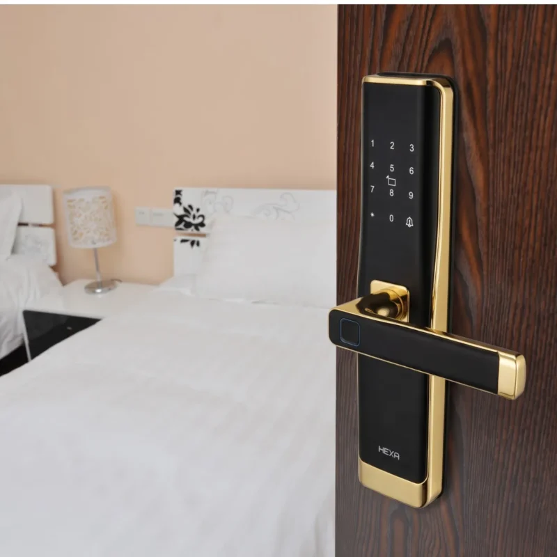 Mẫu khóa HEXA L100 phiên bản Vàng Gold bán chạy nhất cho hệ cửa gỗ